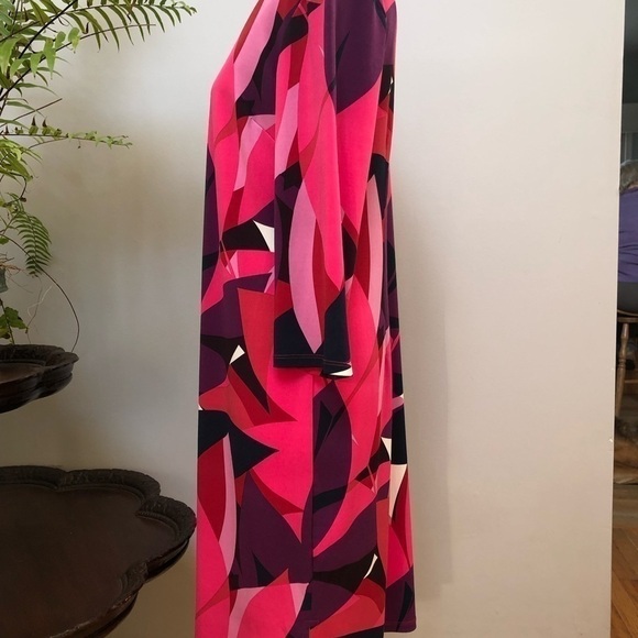 𝅺CHICO’S‎ multicolor abstract design Three-quarter sleeve dress - Picture 3 of 15